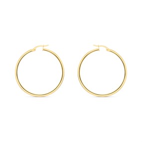 14ct Gold Plain 35mm Hoop Earrings - G1309