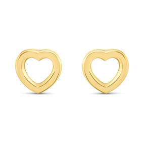14ct Gold Open Heart Stud Earrings - G1313