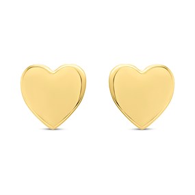 14ct Gold Plain Heart Stud Earrings - G1314