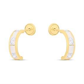 14ct Gold CZ and Mother Of Pearl Earrings - G1320
