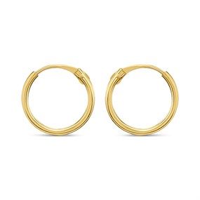 14ct Gold 10mm Hinged Hoop Earrings - G1338