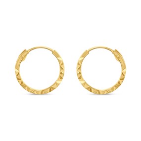 14ct Gold 10mm Diamond Cut Hinged Hoop Earrings - G1341