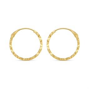 14ct Gold 13mm Diamond Cut Hinged Hoop Earrings - G1343