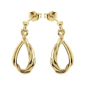 9ct Gold Twisted Teardrop Earrings - 20mm drop - G1498