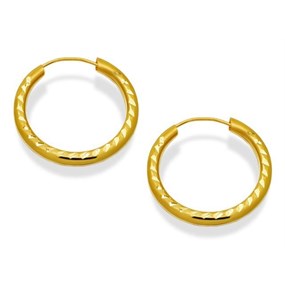 9ct Gold Diamond Cut Hoop Earrings - 20mm - G2016