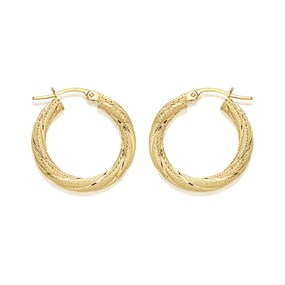 14K Yellow Gold Small Ribbed Hoop Earrings - Josephs Jewelers