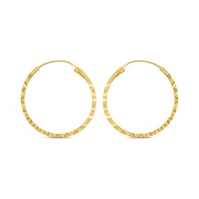 9ct Gold Diamond Cut Hoop Earrings - 17mm - G2489