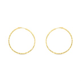 9ct Gold Diamond Cut Hoop Earrings - 30mm - G2490
