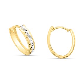 9ct Gold Two Tone Oval Huggie Earrings - G2492