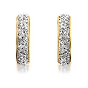 9ct Gold Crystal Three Quarter Hoop Earrings - 25mm - G2514