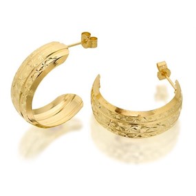 9ct Gold Stars Half Hoop Earrings - 8mm - G2594