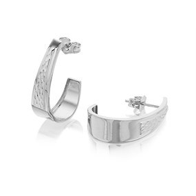 9ct White Gold Diamond Cut  'J' Hoop Earrings - 20mm - G2606