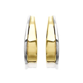 9ct Gold Two Colour J Hoop Earrings - 12mm - G2609