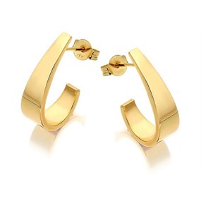 9ct Gold J Shaped Half Hoop Earrings - 20mm - G2641