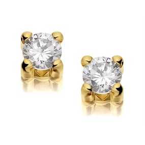 9ct Gold Cubic Zirconia Solitaire Stud Earrings - 5mm - G2730