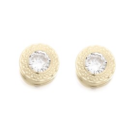 9ct Gold Cubic Zirconia Stud Earrings - 7mm - G2921