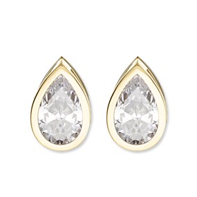 9ct Gold Cubic Zirconia Peardrop Earrings - G2925