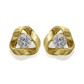 9ct Gold Cubic Zirconia Stud Earrings - 8mm - G2928