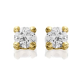 9ct Gold Cubic Zirconia Solitaire Stud Earrings - 4mm - G2929
