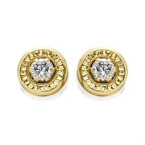 9ct Gold Cubic Zirconia Stud Earrings - 6mm - G2931