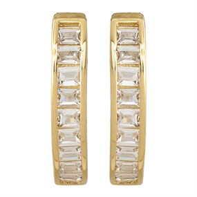 9ct Gold Cubic Zirconia Half Hoop Earrings - 13mm - G2935