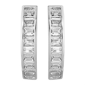 9ct White Gold Cubic Zirconia Half Hoop Earrings - 13mm - G2936