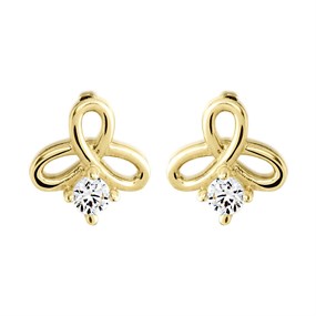 9ct Gold Cubic Zirconia Trefoil Stud Earrings - 7mm - G2938