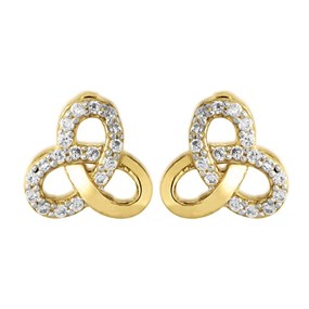 9ct Gold Cubic Zirconia Celtic Stud Earrings - 7mm - G2939