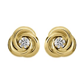9ct Gold Cubic Zirconia Knot Stud Earrings - 9mm - G2941