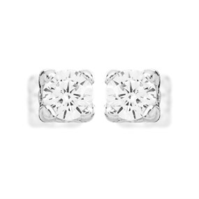 9ct White Gold Cubic Zirconia Solitaire Stud Earrings - 2mm - G2946