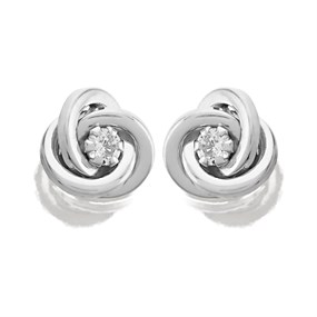 9ct White Gold Cubic Zirconia Knot Stud Earrings - 6mm - G3013