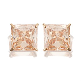 9ct Gold Honey Cubic Zirconia Stud Earrings - 6mm - G3133