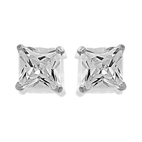 9ct White Gold Cubic Zirconia Stud Earrings - 5mm - G32104