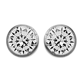 9ct White Gold Cubic Zirconia Stud Earrings - 6mm - G32110