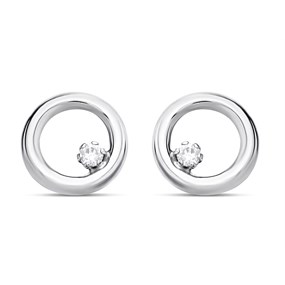 9ct White Gold Cubic Zirconia Circle Stud Earrings - 7mm - G3272