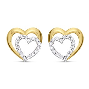 9ct Gold Heart Cubic Zirconia Stud Earrings - G3282
