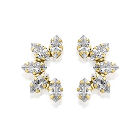 9ct Gold Cubic Zirconia Fancy Stud Earrings - 14mm - G3288