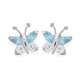 9ct White Gold Cubic Zirconia Butterfly Stud Earrings - 5mm - G3293