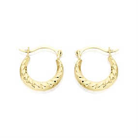 9ct Gold Creole Hoop Earrings - 10mm - G41104