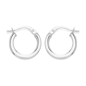 9ct White Gold Hoop Earrings - 11mm - G41152