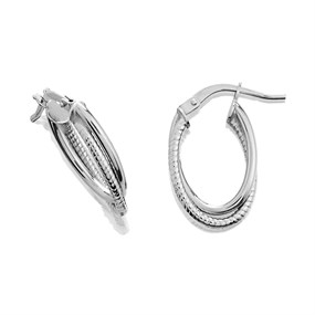 9ct White Gold Hoop Earrings - 19mm - G41161
