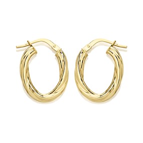 9ct Gold Twist Hoop Earrings - 20mm - G41163