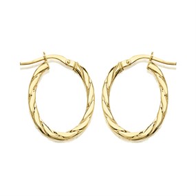 9ct Gold Twist Pattern Hoop Earrings - 22mm - G41165
