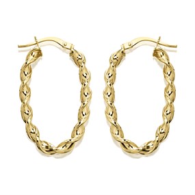 9ct Gold Twist Hoop Earrings - 32mm - G41167