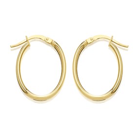 9ct Gold Oval Hoop Earrings - 22mm - G41169