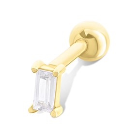 9ct Gold Cubic Zirconia Barbell Piercing Stud - G4232