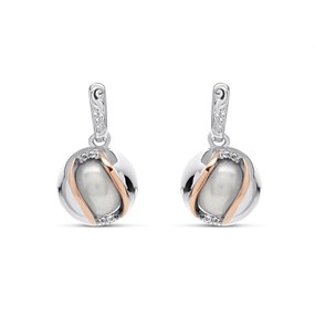 Clogau Silver And 9ct Rose Gold Oyster Pearl Earrings - G44180