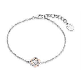 Clogau Silver And 9ct Rose Gold Always In My Heart White Topaz Bracelet - G44182