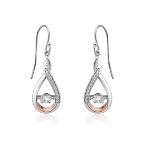 Clogau Silver And 9ct Rose Gold Eternity Dancing White Topaz Hook Wire Earrings - G44186