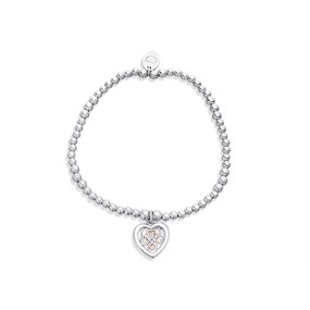 Clogau Silver And 9ct Rose Gold Welsh Royalty Heart Affinity Bead Bracelet - G44187